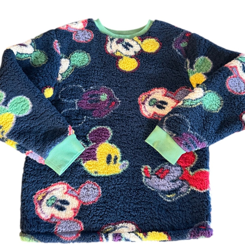 Disney Parks Mickey Mouse Sherpa Crew Neck Sweatshirt Oversized Women’s S